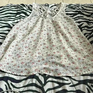 White Red Floral Blouse